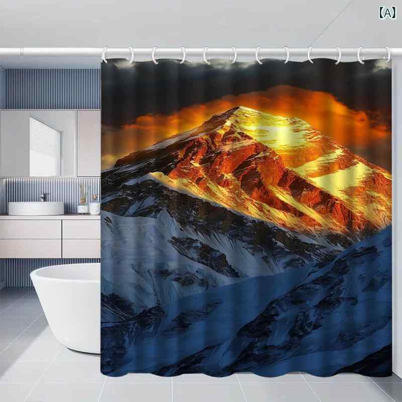 シャワーカーテン 3Dデジタルプリント ポリエステル 防水 厚手 浴室 洗面所 間仕切り 目隠し モダン シンプル おしゃれ デザイン 穴あけ不要 取り付け簡単