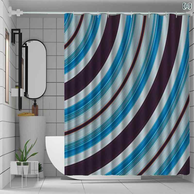 シャワーカーテン デジタルプリント ポリエステル ストライプ柄 ボーダー 防水 撥水加工 バスルーム 浴室 ユニットバス インテリア 目隠し モダン シンプル おしゃれ 穴開け不要