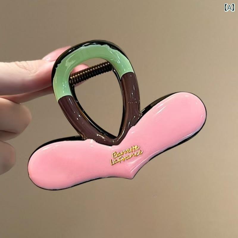 ヘアクリップ レディース サメクリップ 髪留め 髪飾り ハート くすみカラー ニュア...