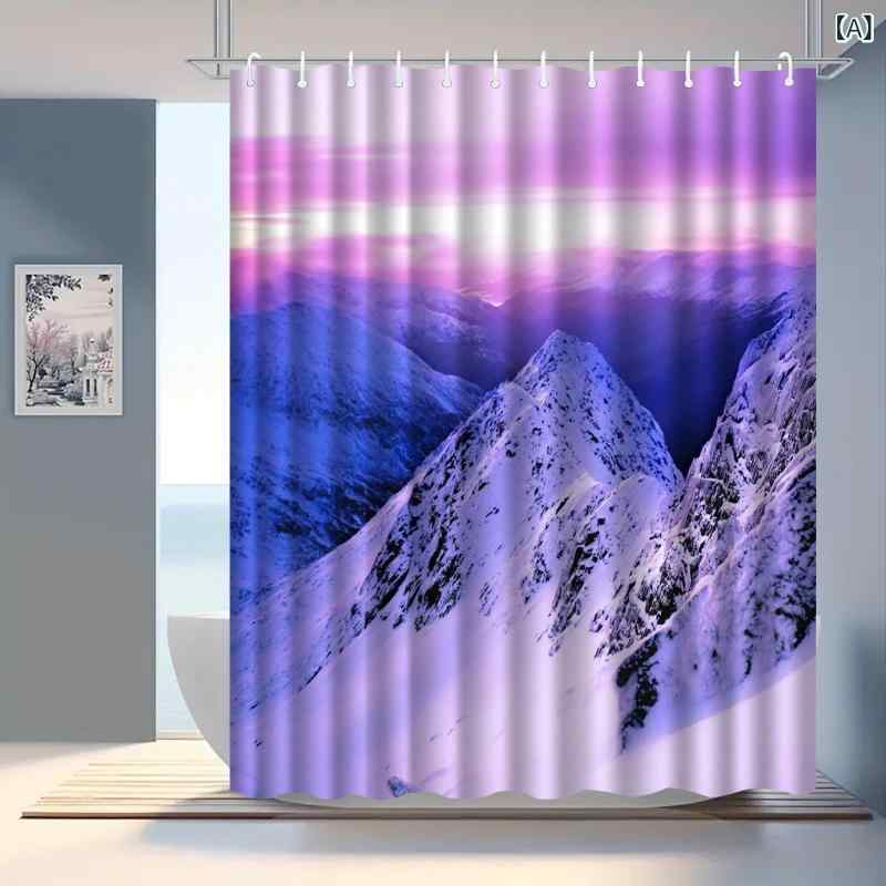 ・素材: ポリエステル・スタイル: 風景・柄: 雪山・サイズ: 90x180cm、120x180cm、150x180cm、180x180cm、180x200cm・カテゴリ: シャワーカーテン・特徴: 穴あけ不要