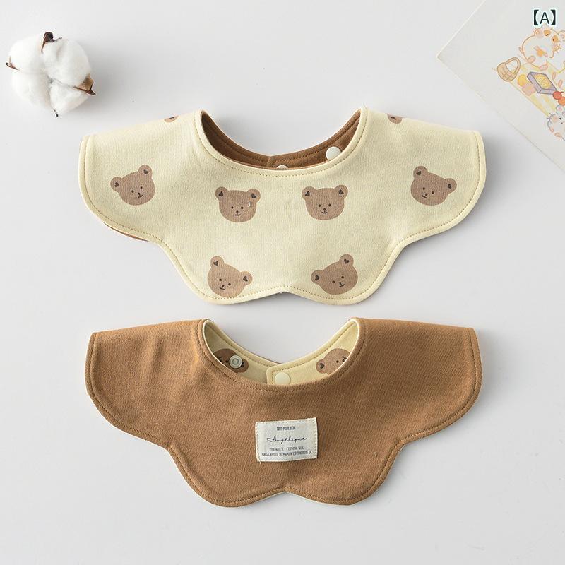 Maternity Foods - スタイ ベビー よだれかけ コットン100% リバーシブル 韓国デザイン 新生児 乳幼児 男女兼用 お食事エプロン 普段使い 吸水性 柔らかい 安全基準A類 0-2歳