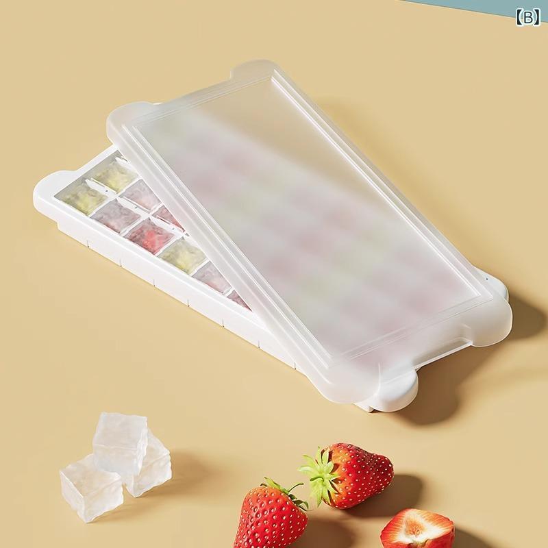 製氷皿 シリコン製 蓋付き 家庭用 食品用 氷保存容器 製氷ケース 簡単取り出し 大容量 手作り 急速冷凍 ドリンク お菓子作り キッチン用品 2