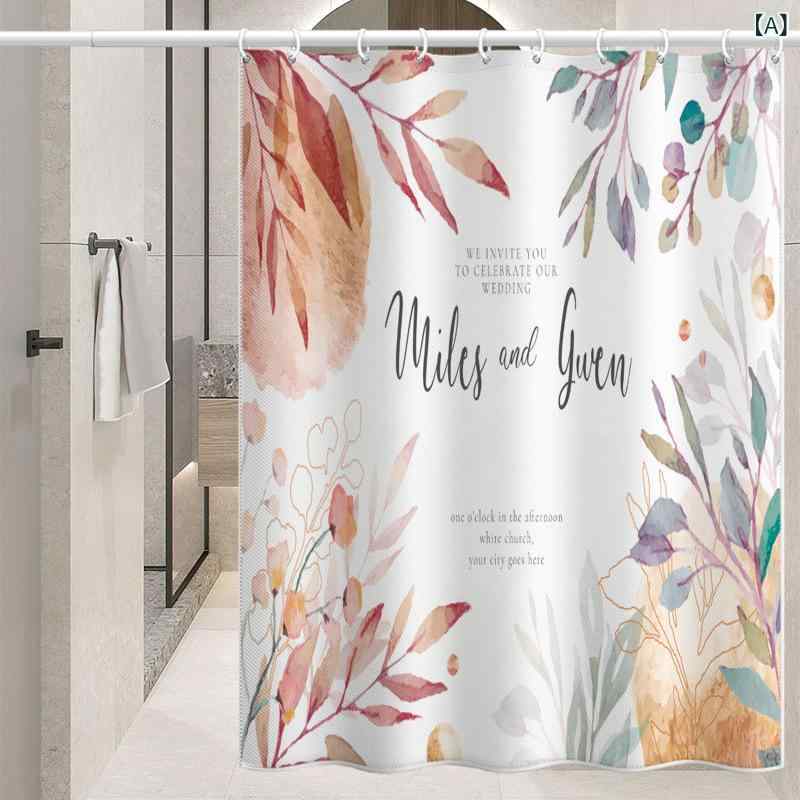 Shower Curtains - シャワーカーテン 浴用 バスルーム 間仕切り 目隠し 四季の花柄 アメリカンスタイル 穴あけ不要 突っ張り棒対応 防水 撥水 防カビ 軽量 ポリエステル生地