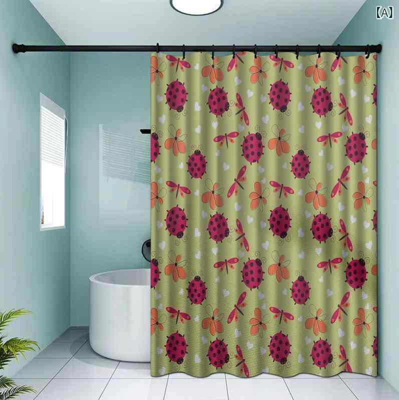 シャワーカーテン ポリエステル製 デジタルプリント 防水 防カビ バスカーテン おしゃれ モダン シンプル 間仕切り 浴室 お風呂 セット 突っ張り棒対応