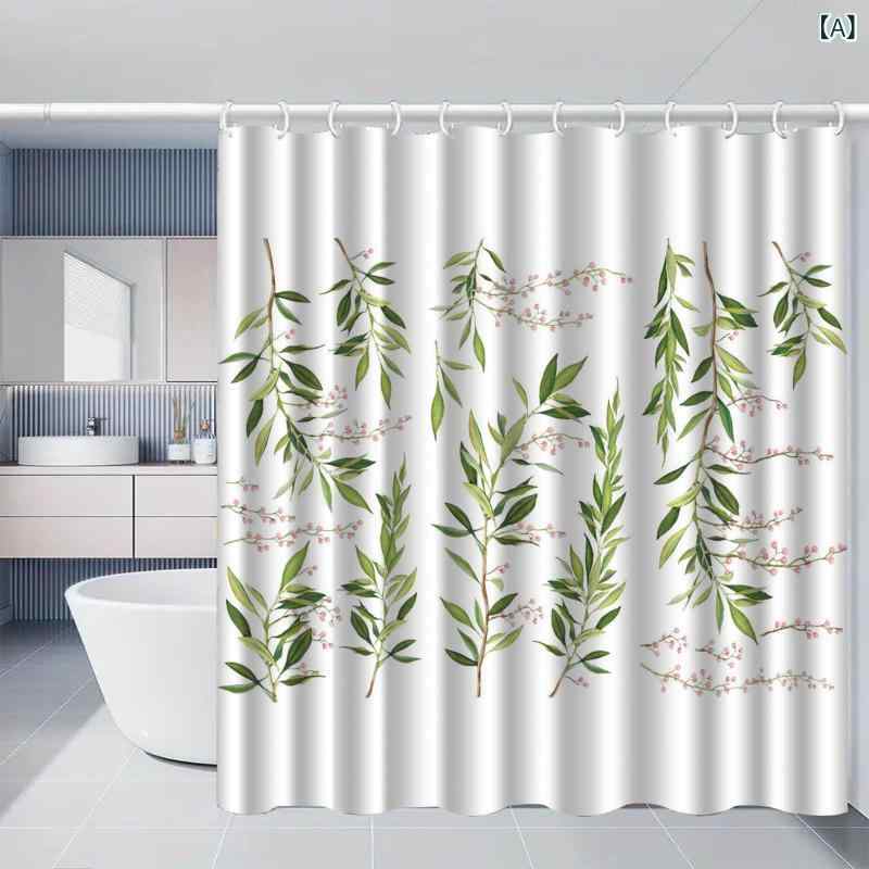 シャワーカーテン バスカーテン 防水 防カビ 撥水 ポリエステル デジタルプリント 小花柄 リーフ柄 お..