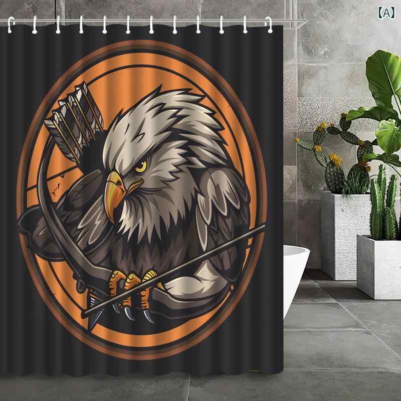 シャワーカーテン 白頭鷲柄 防水 防カビ ポリエステル製 バスカーテン 浴室 バスルーム アメリカンデザイン モダンインテリア