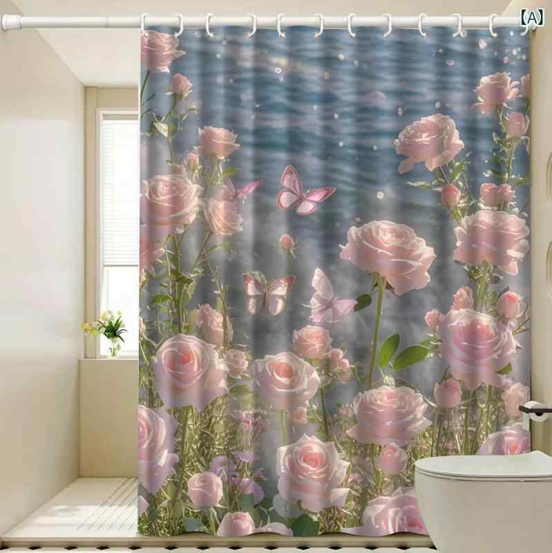 シャワーカーテン 防水 撥水 防カビ デジタルプリント ポリエステル素材 モダン シンプル デザイン 多彩な柄 間仕切り バスルーム ユニットバス 浴室 インテリア装飾