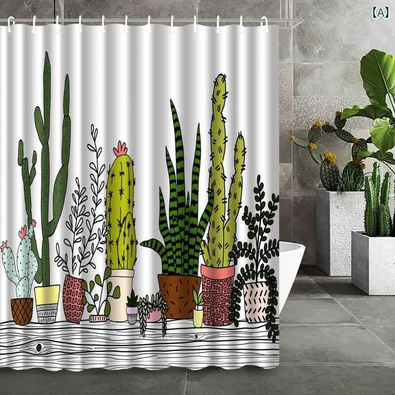 ・カテゴリ: シャワーカーテン・主な素材: ポリエステル・スタイル: 植物・柄: サボテン・特徴: 防水、穴あけ不要・サイズ展開: 幅90cm x 丈180cm、幅120cm x 丈180cm、幅150cm x 丈180cm、幅180cm ...