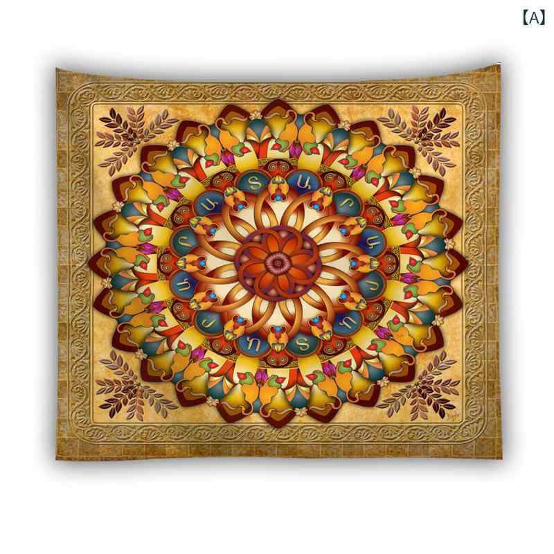 タペストリー マンダラ柄 壁掛け装飾布 リビング 寝室 インテリア ポスター 目隠し 背景布 ポリエステル 軽量 モダン シンプル 手洗いOK 正方形(x2)