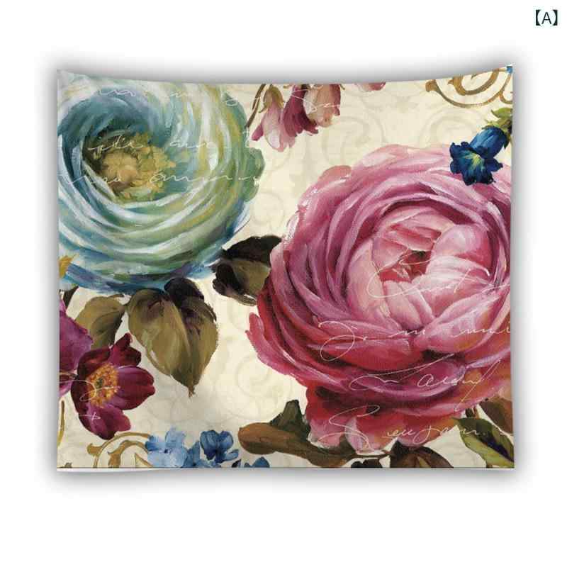 タペストリー 花柄 ポリエステル 壁掛け ウォールデコレーション リビング 寝室 装飾 インテリア 軽量 ..