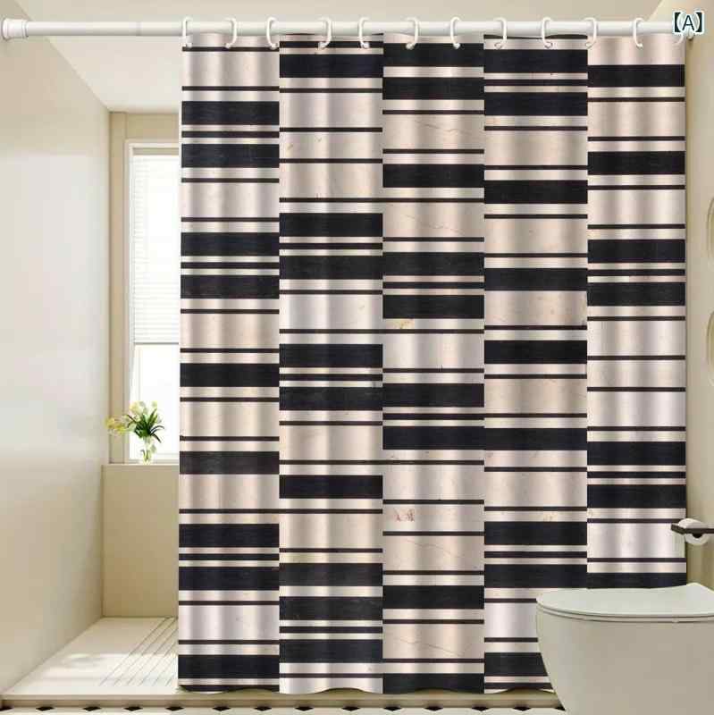 シャワーカーテン 防水 防カビ ポリエステル フック セット 突っ張り式 浴室 バスルーム 洗面所 間仕切り 目隠し シンプル モダン 軽量 速乾 洗える