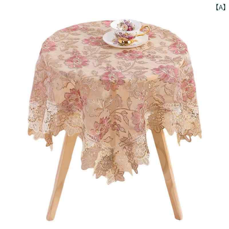テーブルクロス フレンチカントリー レース 透かし彫り 高級感 リビング ダイニング 食卓用 多用途 ポリエステル製 長方形 北欧風 花柄 おしゃれ インテリア