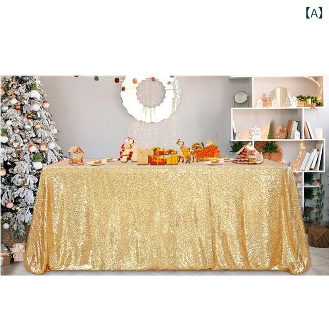 テーブルクロス シフォン ポリエステル 光沢 グリッター ラメ スパンコール 長方形 結婚式 誕生日 パー..