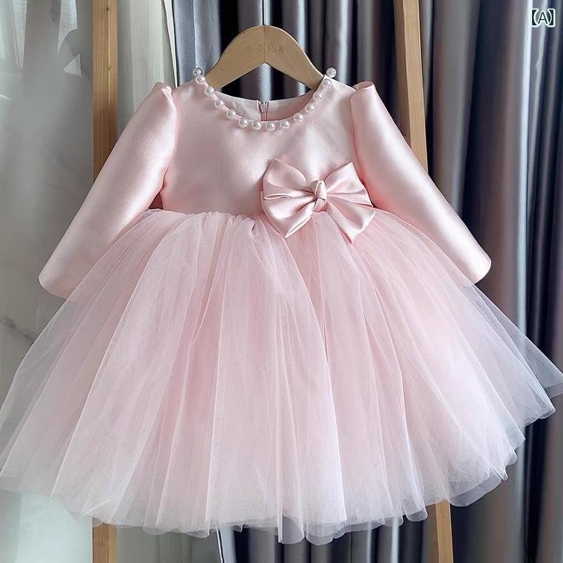ドレス 女の子 ベビー キッズ ピンク フォーマル プリンセス チュール ボリューム 高級感 フラワーガー..