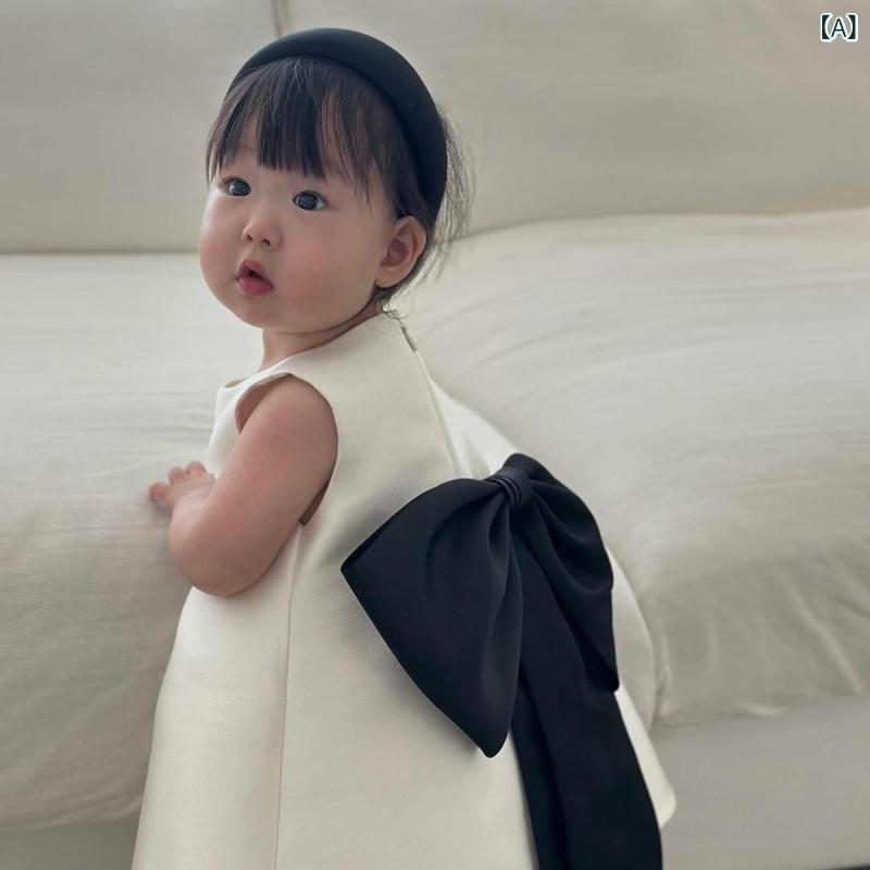 ドレス 女の子 ベビー女児 プリンセス Aライン リボン 高級感 韓国風 誕生日 セレモニー 結婚式 発表会 フォーマル 上品 おしゃれ ポリエステル