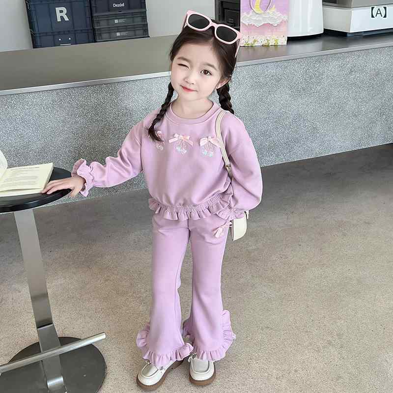 パンツセット ガールズ 2点セット 韓国風 おしゃれ かわいい スイート 春秋 綿素材 普段使い お出かけ ..