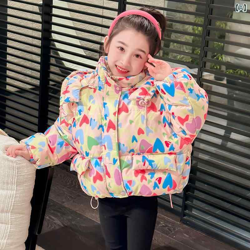 ダウンジャケット 女の子 キッズ 女児 ベビー ホワイトダックダウン 厚手 保温 防寒 ショート丈 フード着脱可能 ジップアップ ゆったり ルーズシルエット 韓国風 かわいい カジュアル 冬