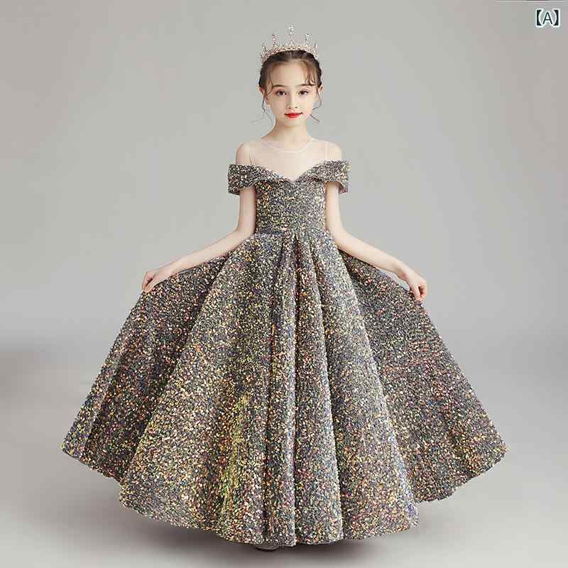樂天商城 - キッズドレス 女の子 誕生日 発表会 演奏会 プリンセス フォーマル 中大童 ジュニア ステージ衣装 ボリュームチュール パール光沢 ポリエステル 通年 かわいい