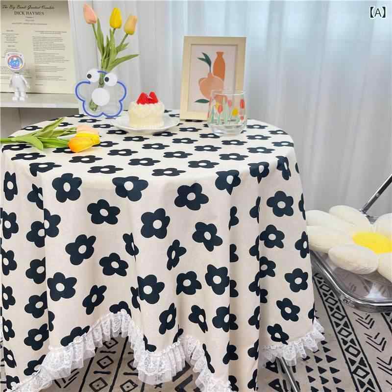 テーブルクロス 北欧風 インスタ映え かわいい ナチュラル ベルベット ベロア レース フリル 小花柄 チ..