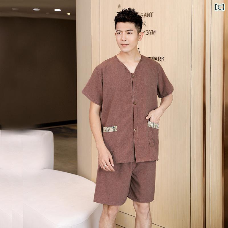 narukiの施術着 男女兼用 綿混ポリエステル 前後開閉 ボタン カーディガン パンツ セットアップ ロング丈 背中開き マッサージ 鍼灸 艾灸 リラックスウェア 通気性 シンプル カジュアル｜アングル3