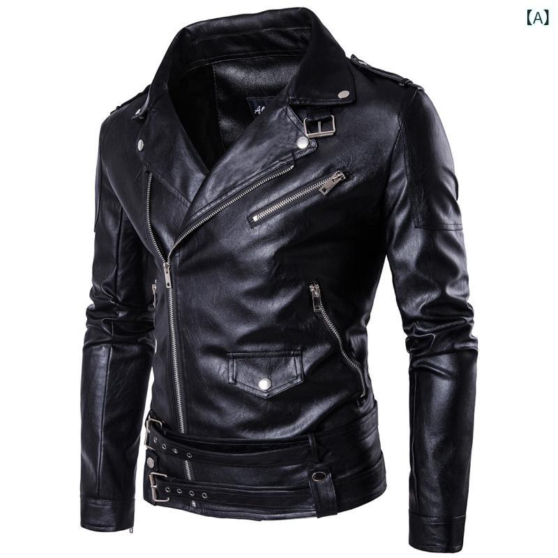 Other Apparel - ライダースジャケット メンズ 大きいサイズ PUレザー ブラック 春秋 スリムフィット 革ジャン アウター ブルゾン カジュアル 普段使い