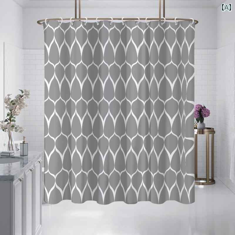 シャワーカーテン 浴室用カーテン バスカーテン 間仕切り 水滴柄 ドロップ柄 防水 撥水 防カビ カビ防止 穴あけ不要 つっぱり棒対応 厚手 ポリエステル 洗面所 脱衣所