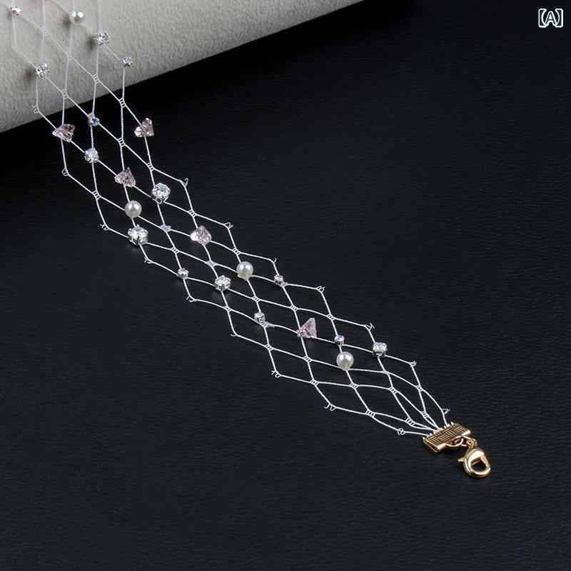 ・カテゴリ: チョーカー・スタイル: 韓国風・タイプ: レディース・主な素材: メッシュ、ラインストーン・形状: 幾何学模様・デザイン要素: ラインストーン、レース、幾何学模様・用途: 結婚式