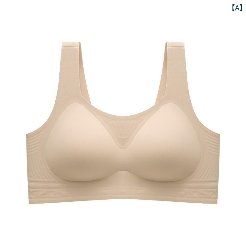 ブラジャー レディース 女性用 ノンワイヤー シームレス カップ一体型 タンクトップ型 寄せ上げ 谷間メイク リフトアップ 垂れ防止 ソフトサポート 快適 ナイロン 薄手 シンプル カジュアル(x2)