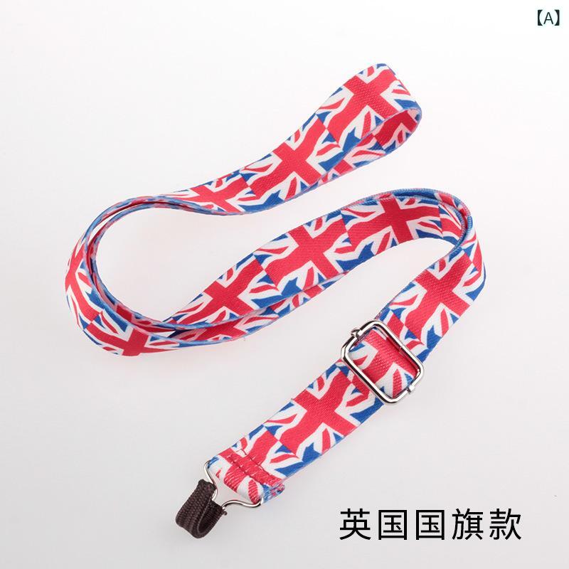 ウクレレストラップ ナイロン 首掛け フック式 調節可能 英国国旗柄 ボヘミアンストライプ柄 楽器演奏 ライブ 練習用