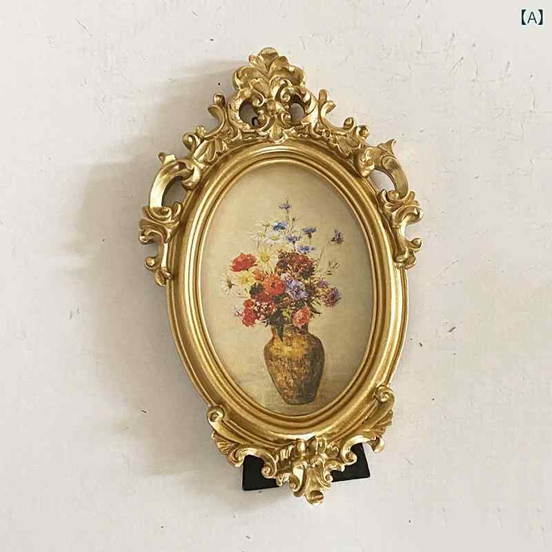 フォトフレーム 額縁 女の子 フレンチスタイル エレガント 彫刻 装飾 壁掛け 樹脂製 レジン オーバル型..