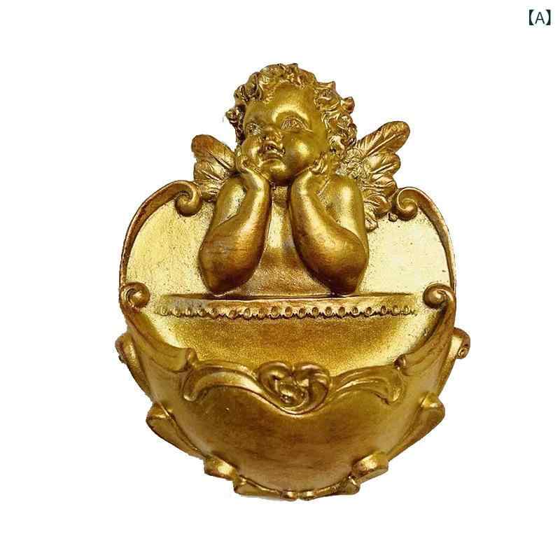 壁飾り ヨーロピアン クラシック 樹脂製 天使 エンジェルモチーフ 壁掛け オブジェ インテリア雑貨 リビング 玄関 寝室 店舗用 ハンドメイド