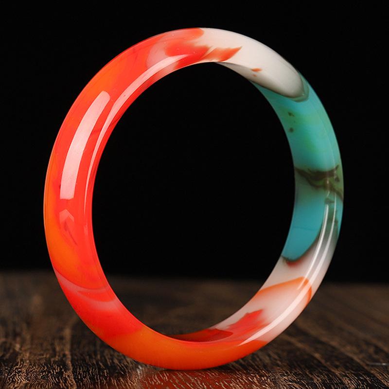 バングル ブレスレット レディース モンゴル産天然石 多色 鶏血石 和田玉カラー 細身 丸型 普段使い お出かけ