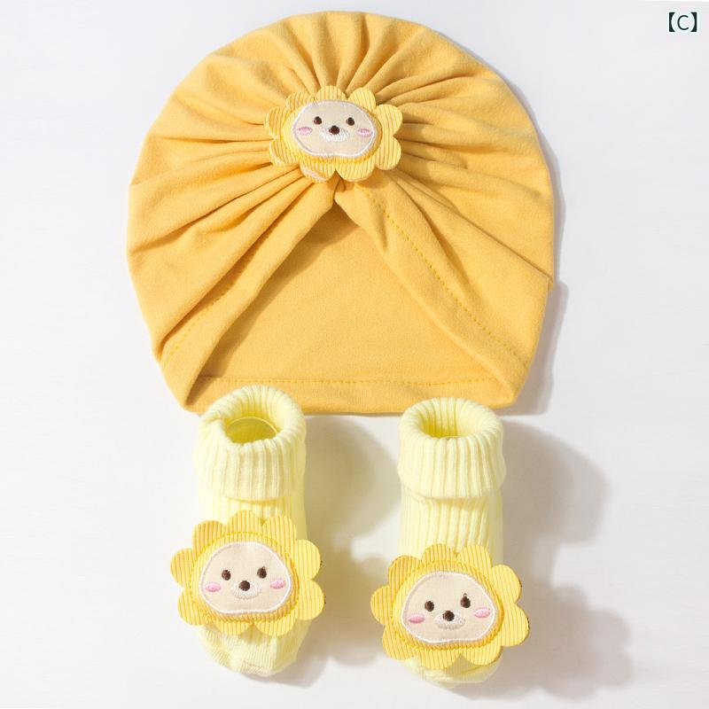 ベビー 帽子 ソックス セット ライオン キャラクター柄 かわいい 赤ちゃん 子供用 ...