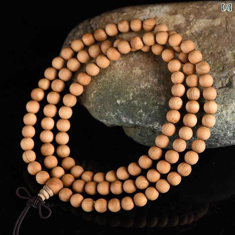 Prayer Beads (Unisex) - 108 Solid Beads, High-Oil-Resistant, Natural Wood Beads, Buddhist Prayer Beads, Amulet, Literary Art, Ethnic, Asian Fashion Bracelet