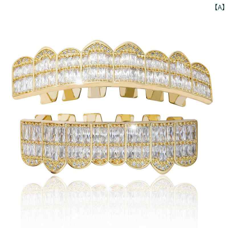 グリルズ メンズ レディース ユニセックス 欧米風 ヒップホップ ストリート マイクロパヴェ スクエアジ..