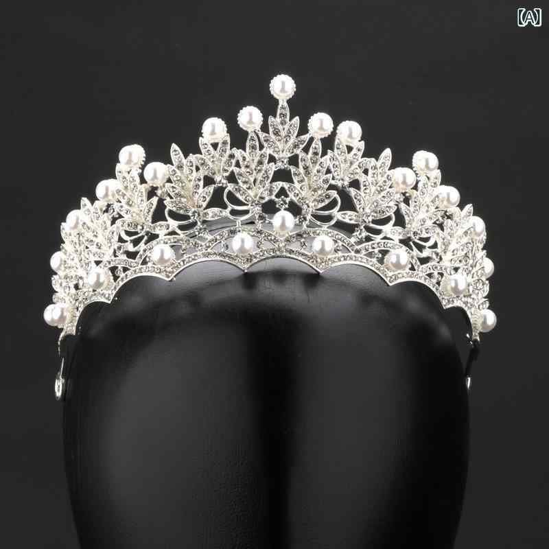 ヘッドドレス 花嫁 レディース パール パール ラインストーン ティアラ ウェディング 結婚式 披露宴 二..