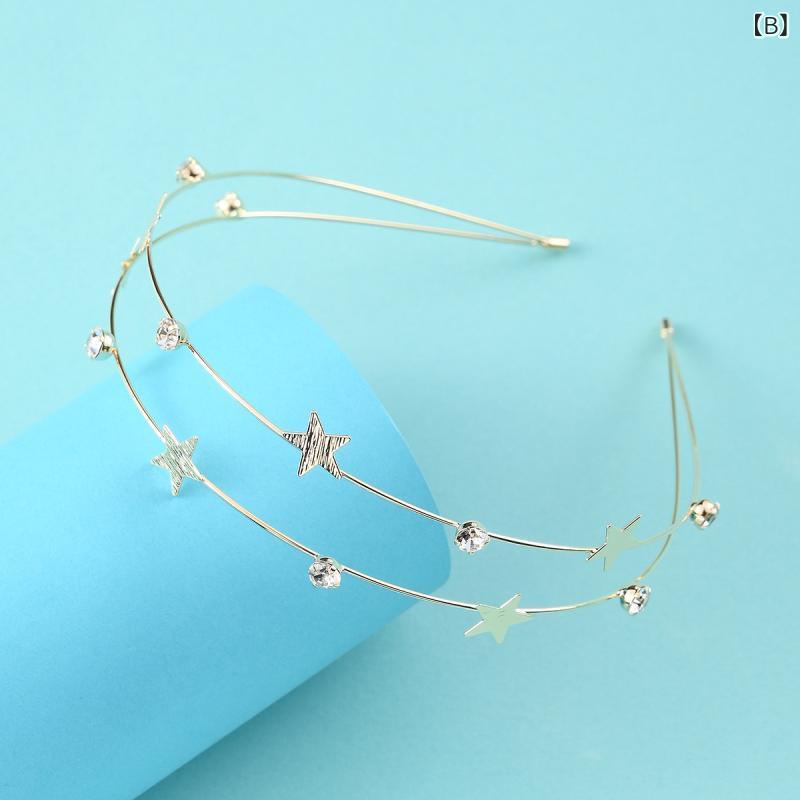 カチューシャ レディース メタル 2連 星 ラインストーン 細め ヘアアクセサリー イ...