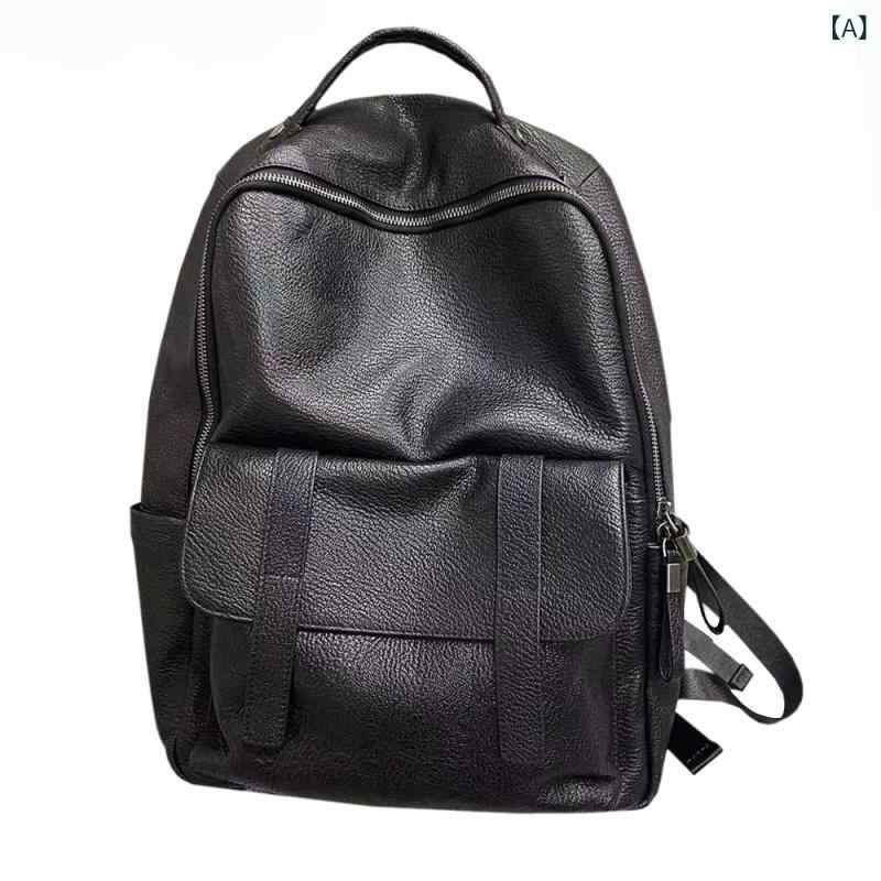 ビジネスリュック メンズ 男性用 欧米風 本革 牛革 ブラック タブレットPC収納 大容量 軽量 撥水加工 切り替え 通勤 通学 レジャー 旅行 普段使い