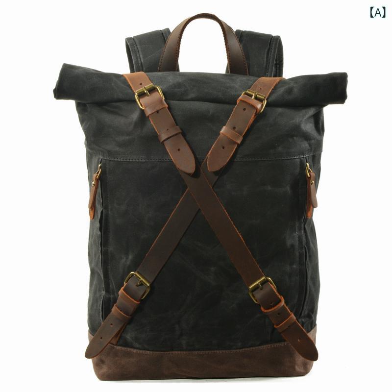 ・容量: 20-35L・素材: 帆布・機能: 通気性、防水、耐摩耗性、耐衝撃性・柄: 無地・裏地素材: ポリエステル混紡・カラー展開: ブラック、コーヒー、ミリタリーグリーン・対象性別: 男性
