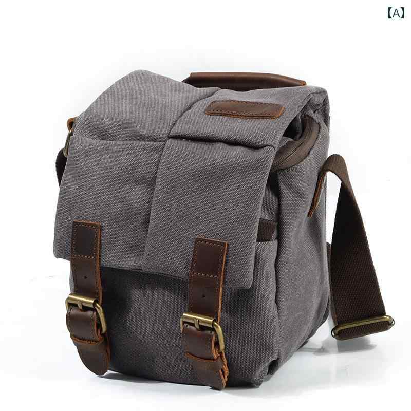 カメラバッグ ユニセックス 一眼レフ対応 デジタル機器収納 ショルダーバッグ 斜め掛け 帆布 ナイロン ..