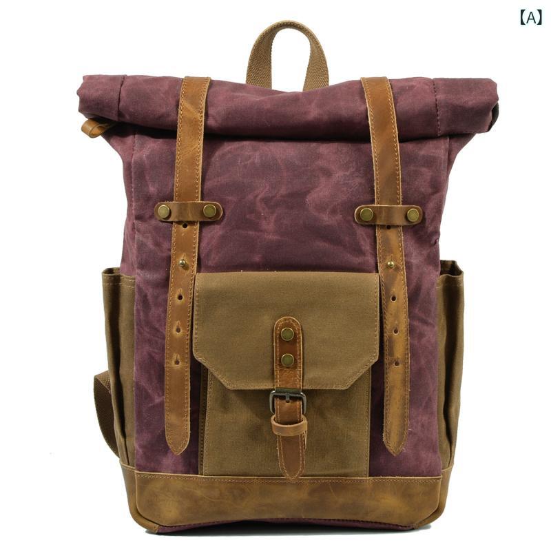 ・容量: 20～35L・素材: 帆布・機能: 通気性、防水性、耐摩耗性、耐衝撃性、軽量化・柄: 無地・裏地素材: 綿・カラー展開: ワインレッド、ダークグレー、コーヒー、ミリタリーグリーン（グレーグリーン）、レイクグリーン・対象性別: 男性