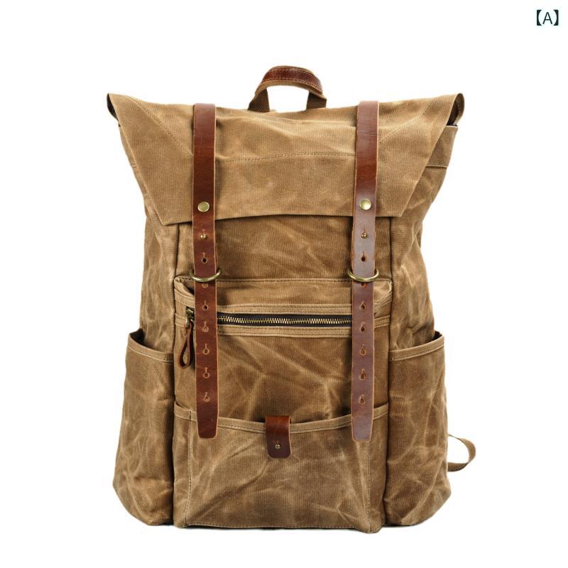 リュックサック メンズ 欧米 レトロ キャンバス アウトドア 防水 ハイキング 登山 キャンプ 大容量 通気性 耐摩耗性 負担軽減 カジュアル