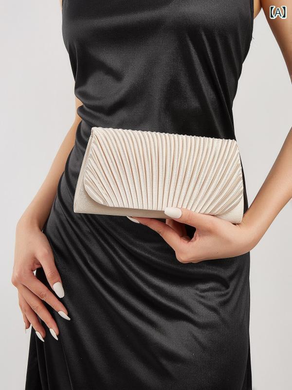 クラッチバッグ レディース プリーツ パーティーバッグ 結婚式 披露宴 二次会 お呼ばれ フォーマル オケージョン エレガント 上品 華やか 万能 マグネット開閉 ソフト 鞄 アプリコット ベージュ