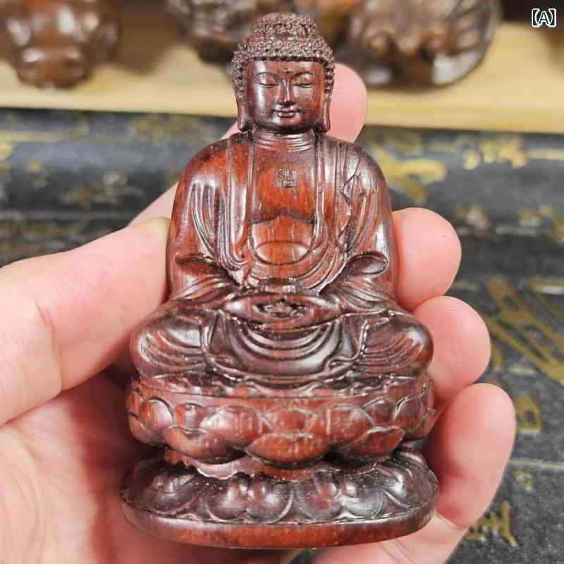 仏像 8cm 小葉紫檀 天然木 本格 木彫り 精密彫刻 大日如来 釈迦如来 置物 卓上 インテリア オブジェ 飾り物 リビング 書斎 高級感 癒し