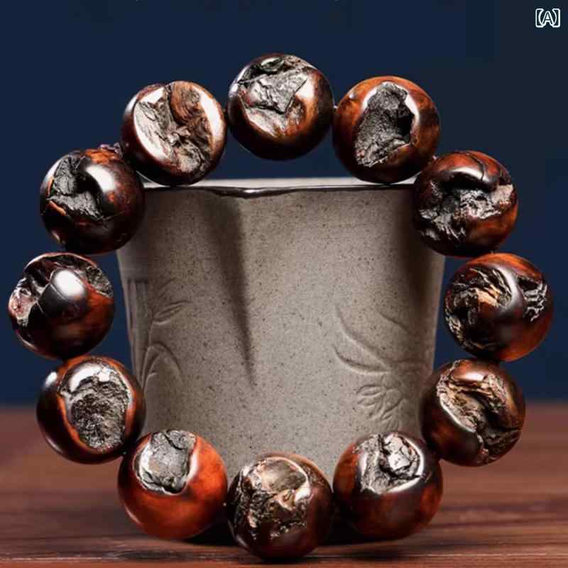 ブレスレット 男女兼用 天然 雷撃 桃の木 数珠 お守り 開運 原木 仏教 コレクション 木材 ビーズ パワーストーン 東洋風 手首 アクセサリー