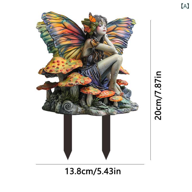 ガーデンピック ハロウィン 妖精 エルフ ボヘミアンテイスト アクリル製 鉢植え 植物用 オーナメント サイン 飾り 約20cm(x2)