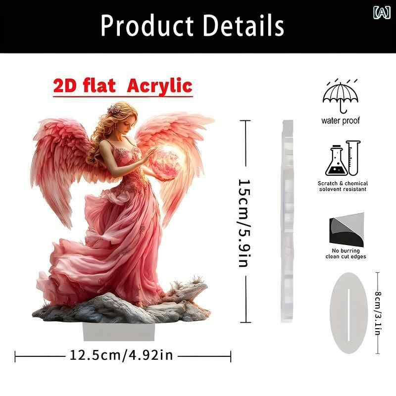 オブジェ 精緻な ボヘミアン 天使 マジックボール アクリル アメリカンカントリースタイル デザインプリント 防水 耐摩耗性 卓上 飾り 書斎 リビング インテリア 置物(x2)