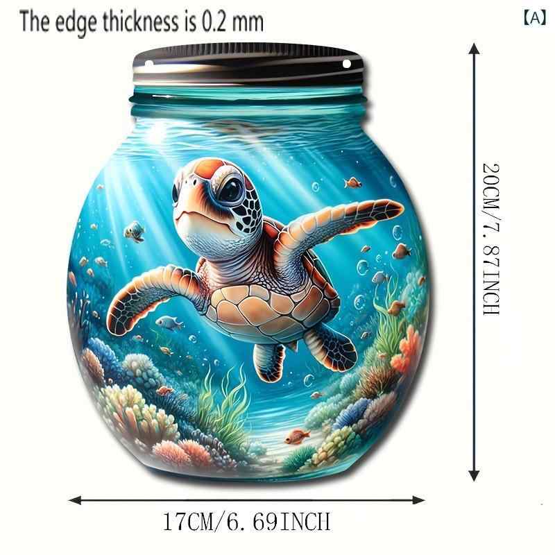 ウォールデコ ウミガメ マリン アクリル製 ステンドグラス風 円形デザイン カラフル インテリア雑貨 ガ..