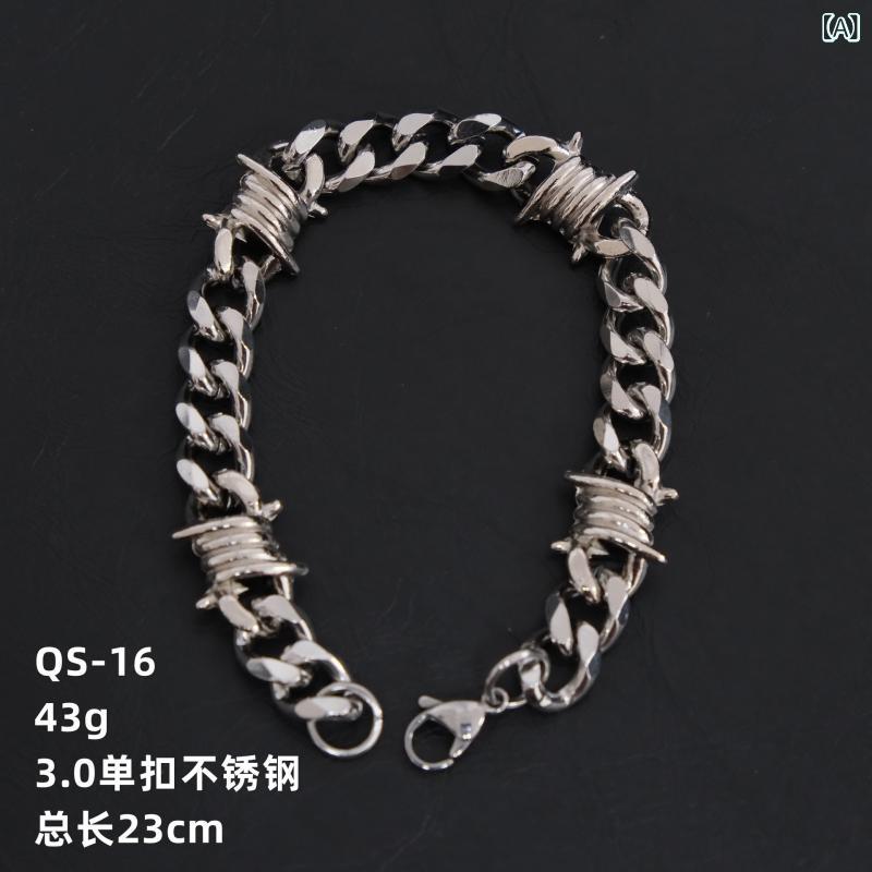 ネックレス メンズ ステンレス 棘 スパイク キューバンチェーン 結び目 ノット ヒップホップ パンク ロック ストリートファッション 個性的 カジュアル 首飾り