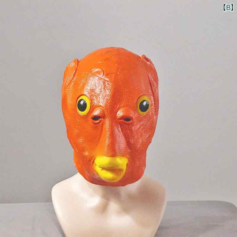 仮装マスク 大人用 男女兼用 緑魚人 魚頭 馬頭 ラテックス製 フルフェイス 被り物 ...